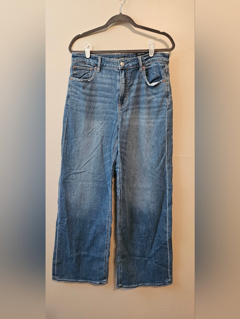 NWT American Eagle Size 10 LONG High Rise Baggy Wide Leg Jeans